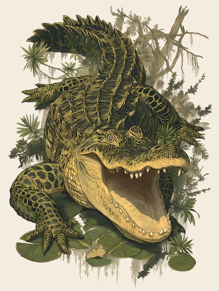 Swamp Gator vintage wildlife t-shirt design