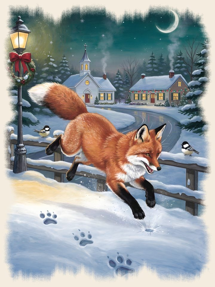 Red Fox Christmas vintage wildlife t-shirt design